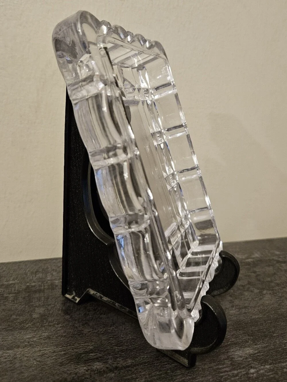 Vintage Clear Crystal Glass Square Trinket Dish / Catchall Tray Bundle -Set of 2